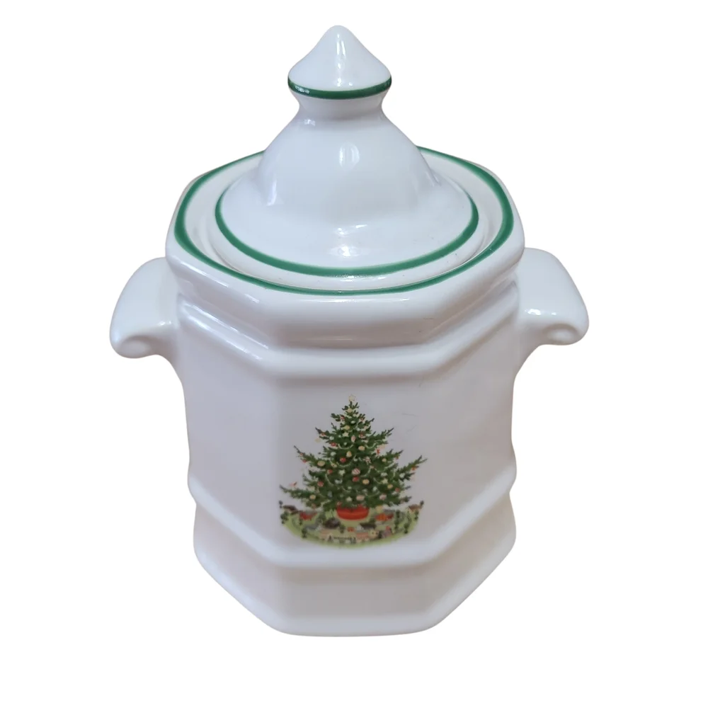 Vintage Pfaltzgraff Christmas Heritage Lidded Sugar Bowl USA Octagon